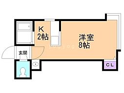ヴィラ麻生・涼 1Kの間取図画像