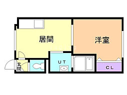 シティハイム花南 1DKの間取図画像