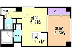 アン・フィニー 1DKの間取図画像