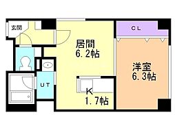 アン・フィニー 1LDKの間取図画像