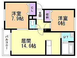 シャイニングコートクリビア1 2LDKの間取図画像