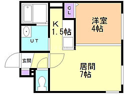 ラフィーネN23ウエスト 1LDKの間取図画像