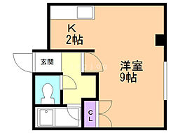 藤井ビル北17条3 1Kの間取図画像
