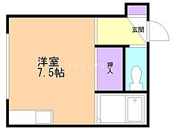 ヒュース麻生B ワンルームの間取図画像