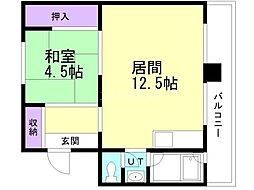 ビレッジハウス新川2号棟 1LDKの間取図画像