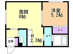 グランメール北24条駅前 1LDKの間取図画像