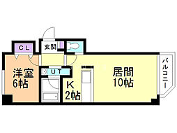 ピュアウィング 1LDKの間取図画像