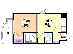 エンドレス三井 1DKの間取図画像