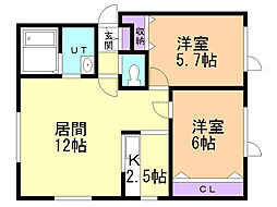 イーストビュウ81 2LDKの間取図画像