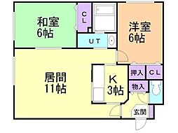 ルナ.パレス2重金 2LDKの間取図画像