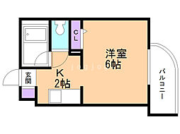 ヒューマンプラザ北大前 1Kの間取図画像