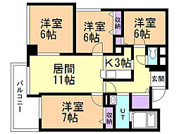 シェスタ麻生館 4LDKの間取図画像