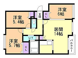 クリスタルリバー参番館 3LDKの間取図画像