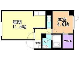メゾンボナール 1LDKの間取図画像