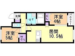 URBANFLATS北24条 2LDKの間取図画像