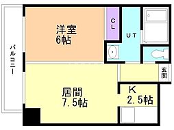 シャトーブラン25 1LDKの間取図画像