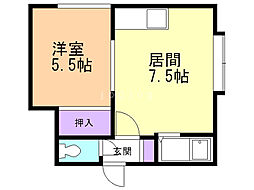 ルミエールエイト 1LDKの間取図画像