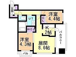S-FORT北大前 2LDKの間取図画像