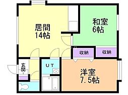 ラミアール石狩 2LDKの間取図画像