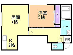 ハウポート壱番館 1LDKの間取図画像