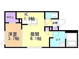 アルファスクエアドミニオン北18条 1LDKの間取図画像