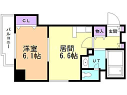 ヴィラN19 1DKの間取図画像