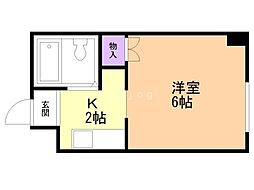 藤井ビル北14条 1Kの間取図画像