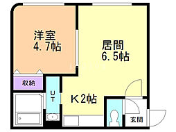 さくらハイツ 1LDKの間取図画像