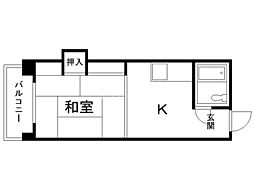 ノースタウンハウス 1DKの間取図画像