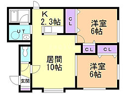 フィオーレ 2LDKの間取図画像