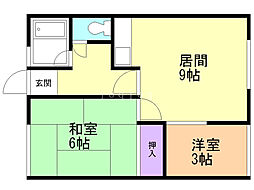 篠田ハイツ 2DKの間取図画像