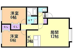 ライラックガーデン2 2LDKの間取図画像