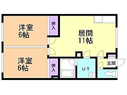コーポみやび 2LDKの間取図画像