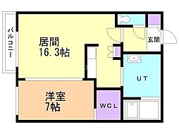リベルテスクアール六番館 1LDKの間取図画像