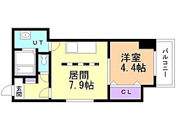 ブランシャールALAIN北18条 1DKの間取図画像