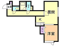 ボヌール 1LDKの間取図画像
