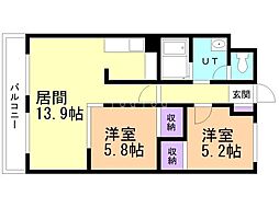 スノーベル麻生 2LDKの間取図画像