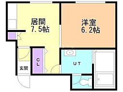 フロンティア麻生4 1DKの間取図画像