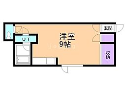 ヴィオーネ137（旧共栄マンション） 1階ワンルームの間取り