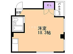 エステート札幌 1階ワンルームの間取り