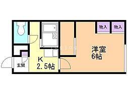 レオパレス藻 1Kの間取図画像