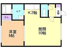 スカイハイツ3 1LDKの間取図画像