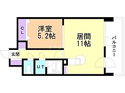 ライオンズマンション近代美術館前 5階1LDKの間取り