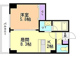アンビエンテ619 5階1LDKの間取り