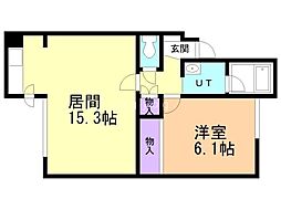 ルーエ山鼻 1LDKの間取図画像