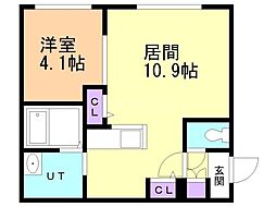 札幌市営東西線 バスセンター前駅 徒歩10分の賃貸マンション 4階1LDKの間取り