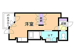 ＵＵＲコート札幌南三条プレミアタワー 14階ワンルームの間取り