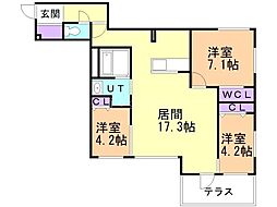 ALPHASQUARE宮の森2条 3LDKの間取図画像