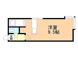 ハイライフ円山 1階ワンルームの間取り