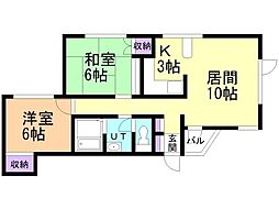 ヴァトンヒルズ宮の森 2LDKの間取図画像